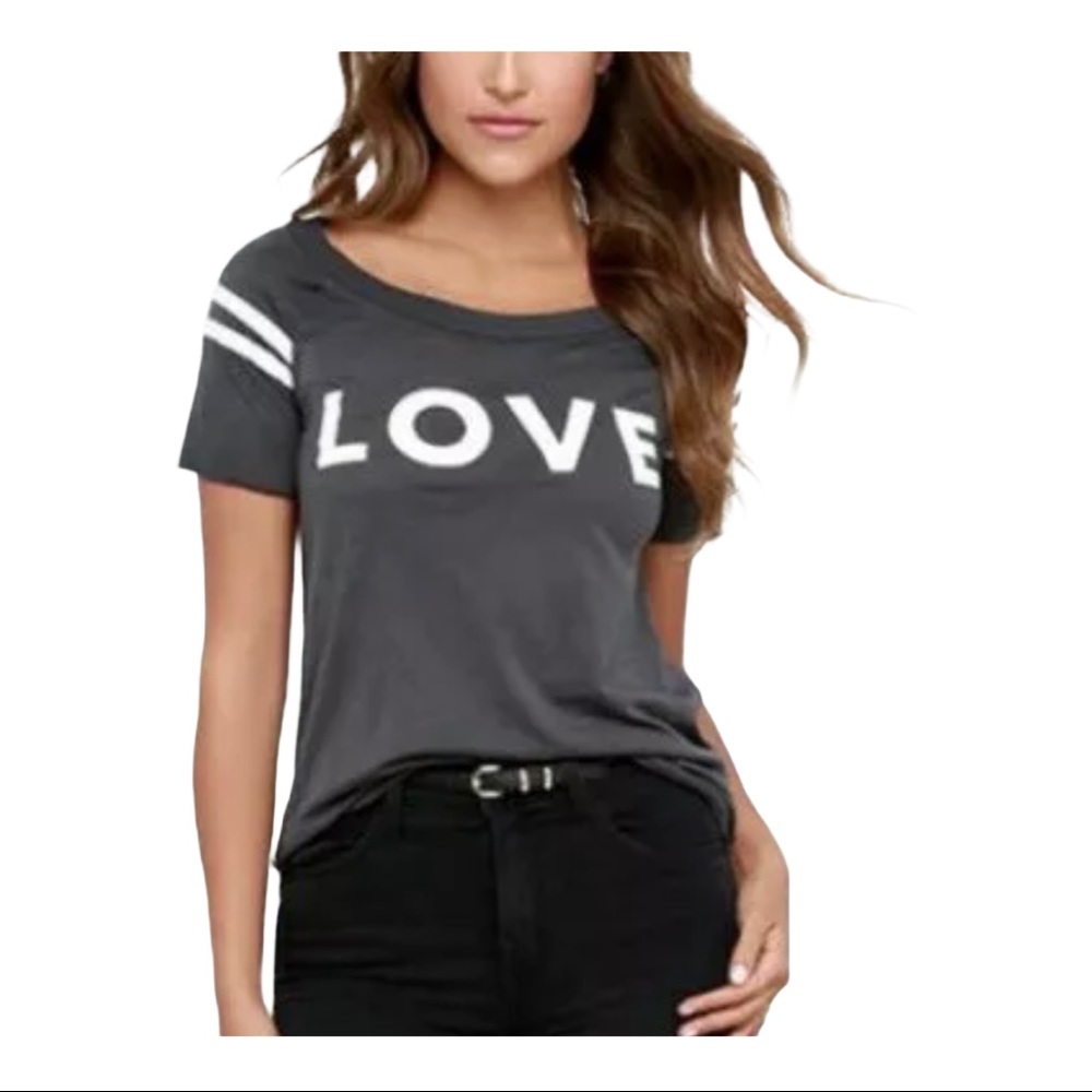 CHASER LOVE CUT-OUT GRAPHIC T-SHIRT TOP NWT S & M